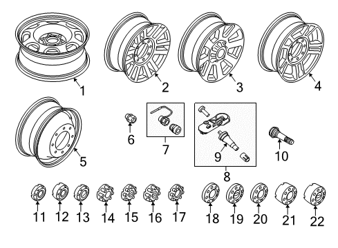 2017 Ford F-250 Super Duty Wheel Lug Nut Diagram for 5C3Z-1012-AA