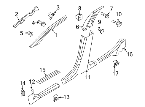 2011 Lincoln MKZ Interior Trim - Pillars, Rocker & Floor Diagram