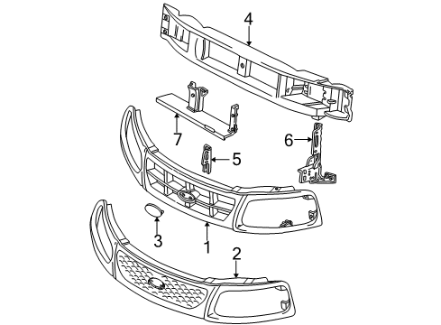 1998 Ford F-150 Grille & Components Diagram