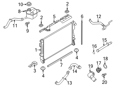 2017 Ford Flex Radiator Assembly Diagram for EA8Z-8005-A