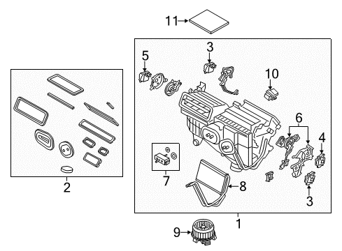 2013 Ford Fusion A/C Evaporator Components Diagram