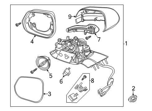 2023 Lincoln Aviator GLASS ASY - REAR VIEW OUTER MI Diagram for LC5Z-17K707-E