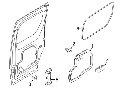 2011 Ford Transit Connect Interior Trim - Side Loading Door Diagram