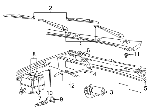 2003 Ford Explorer Sport Windshield - Wiper & Washer Components Diagram