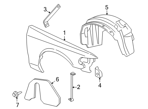 2003 Mercury Grand Marquis Apron Assembly - Front Fender Diagram for 6W7Z-16055-B