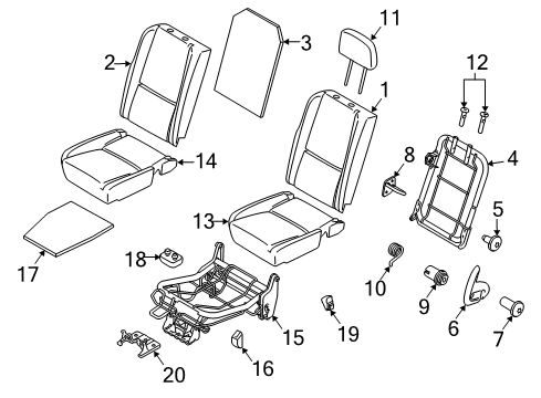 2011 Ford Transit Connect Rear Seat Components Diagram