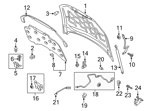 2015 Lincoln MKZ Hinge Assembly - Hood Diagram for DP5Z-16797-A