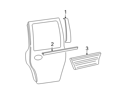 2003 Ford Expedition Exterior Trim - Rear Door Diagram