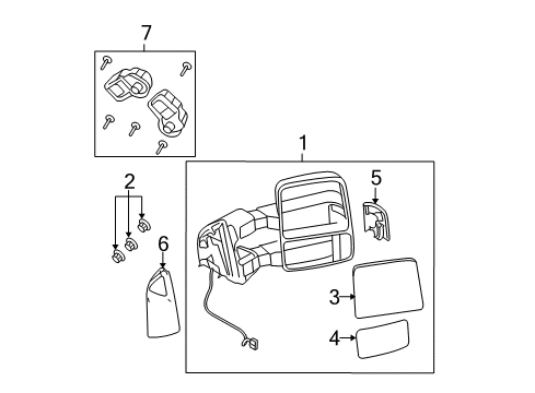 2008 Ford F-350 Super Duty Outside Mirrors Diagram 1 - Thumbnail