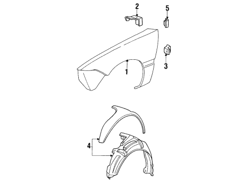 1999 Mercury Cougar Fender Assembly - Front Diagram for 1S8Z-16006-AA