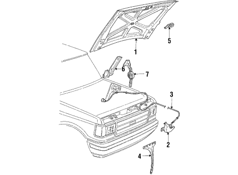 1987 Ford Bronco Hood & Components, Body Diagram