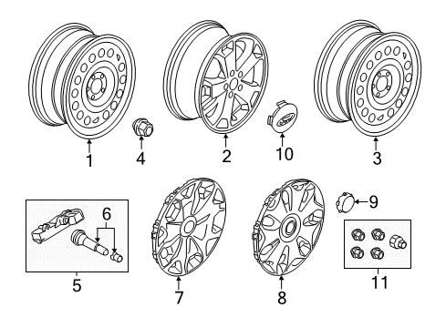 2018 Ford Transit Connect Wheel Assembly Diagram for DT1Z-1007-E