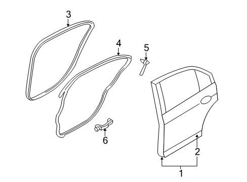 2007 Ford Fusion Rear Door, Body Diagram