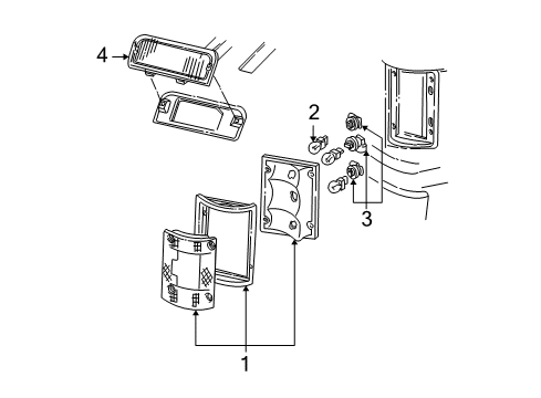 1994 Ford E-150 Econoline Club Wagon Lamp Assy - Rear, Stop And Flasher Diagram for F2UZ-13404-A