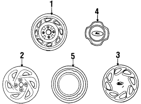 1994 Ford Aspire Cap Wheel Hub Diagram for F4BZ1130C