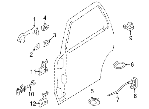 2007 Mercury Mariner Rear Door - Lock & Hardware Diagram