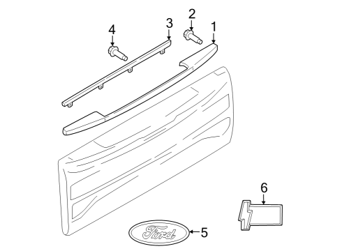 2023 Ford F-150 Lightning Exterior Trim - Tail Gate Diagram