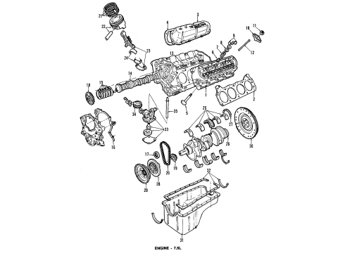 1996 Ford E-350 Econoline Club Wagon Valve - Exhaust Diagram for E7TZ-6505-D