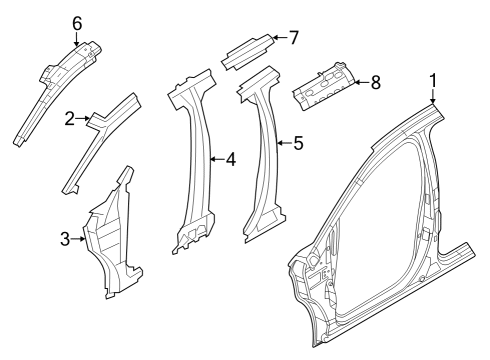 2012 Ford Edge Aperture Panel, Center Pillar & Rocker, Hinge Pillar Diagram