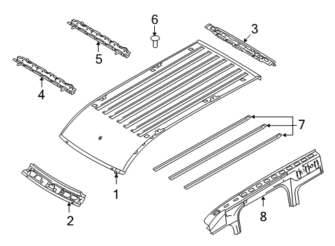 2010 Ford Transit Connect Bow Assembly - Roof Diagram for 2T1Z-6151272-B