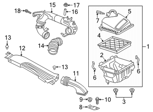 2022 Ford Bronco Sport Air Cleaner Element Assembly Diagram for JX6Z-9601-A