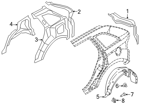 2014 Lincoln MKX Inner Structure - Quarter Panel Diagram