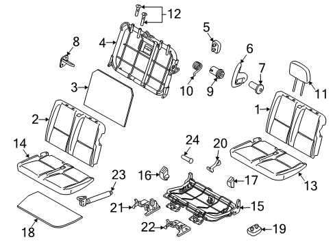 2011 Ford Transit Connect Rear Seat Components Diagram 1 - Thumbnail