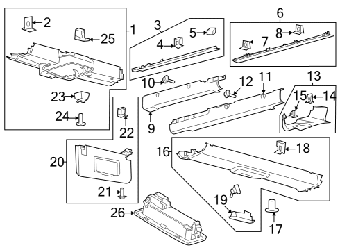 2022 Ford Bronco RETAINER - SUN VISOR Diagram for KB3Z-2104132-AB