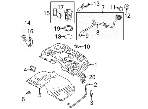 2012 Lincoln MKZ Fuel Tank Assembly Diagram for CE5Z-9002-BR