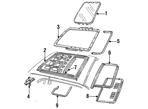 1997 Mercury Cougar Seal - Roof Panel Opening Diagram for F7LZ-6351884-AA