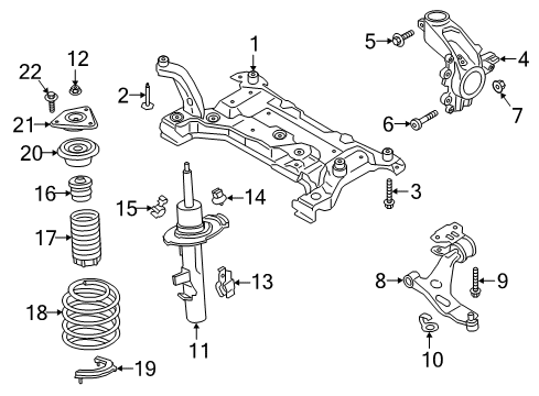 2017 Ford Focus Front Wheel Knuckle Diagram for G1FZ-3K186-A