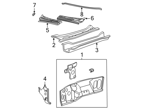 2007 Ford F-350 Super Duty Cab Cowl Diagram 3 - Thumbnail