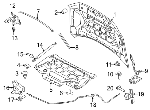 2018 Lincoln Navigator Hood & Components Diagram