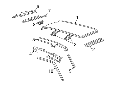 2004 Lincoln Navigator Roof & Components Diagram