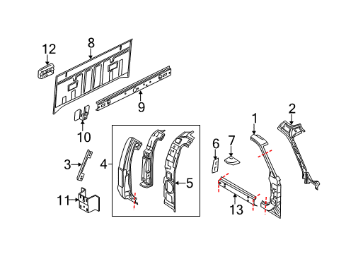 2015 Ford F-350 Super Duty Back Panel, Hinge Pillar, Rocker Panel Diagram 2 - Thumbnail