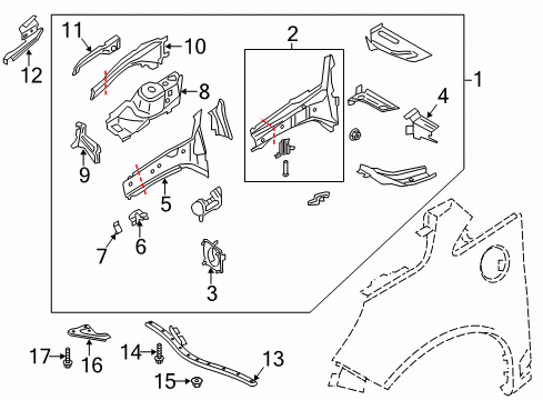 2015 Ford C-Max Extension - Front Side Member Diagram for CV6Z-78101A23-A