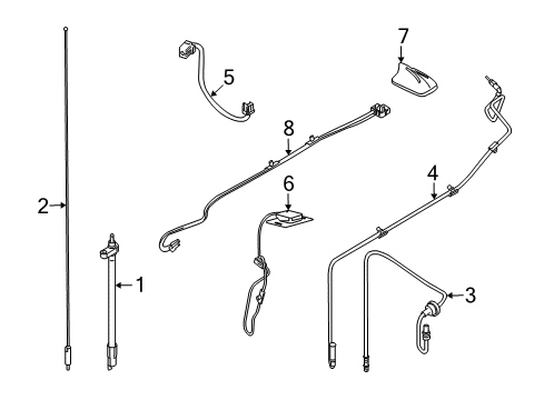 2007 Ford Freestyle Radio Aerial Support Diagram for 8G1Z-18936-B