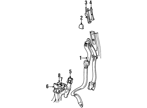 1997 Lincoln Town Car Seat Belt Assembly Diagram for F7VZ-54611B68-AAG