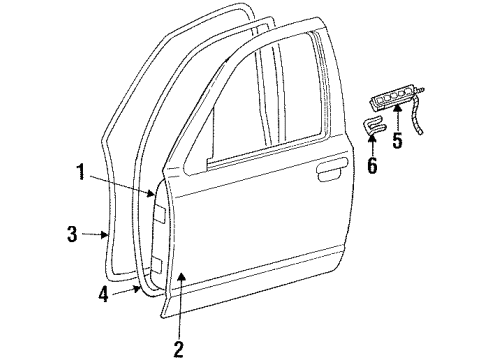 2002 Ford Crown Victoria Panel Assembly - Door - Outer Diagram for 3W7Z-5420201-BA