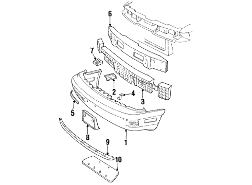 1991 Mercury Cougar Molding Bumper Bar Diagram for 3W2Z17C829AA