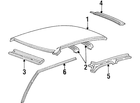 1995 Mercury Grand Marquis Reinforcement - Roof Panel Diagram for 1W7Z-5450244-BA