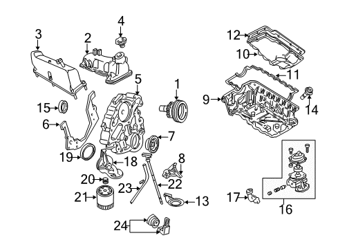 2004 Ford Explorer Sport Trac Engine Parts, Cylinder Head & Valves, Camshaft & Timing, Oil Pump, Pistons, Rings & Bearings Diagram