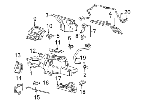 2007 Lincoln Mark LT A/C Evaporator & Heater Components Diagram