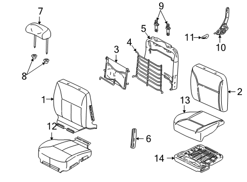 2002 Ford Taurus Seat Back Cover Assembly Diagram for 1F1Z-5464416-DAB