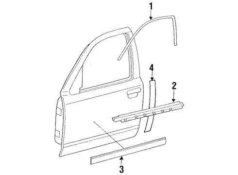 1996 Mercury Grand Marquis Exterior Trim - Front Door Diagram