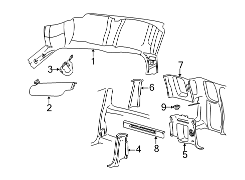 1997 Ford F-250 Visor Assembly Sun Diagram for F75Z1504104FAA