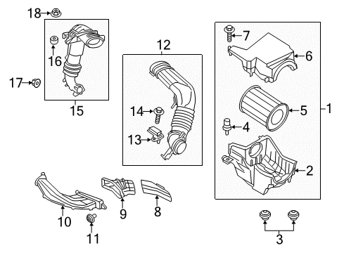 2015 Ford Escape Tube - Air Cleaner Intake Diagram for AV6Z-9C675-B