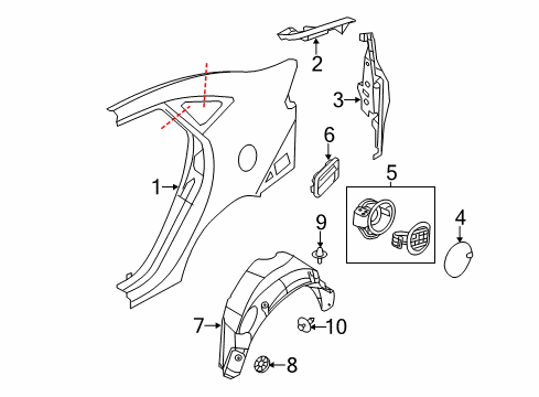 2015 Ford Fiesta Quarter Panel & Components Diagram 2 - Thumbnail