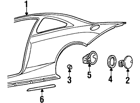 1999 Mercury Cougar Molding Diagram for F8RZ6329077AAE