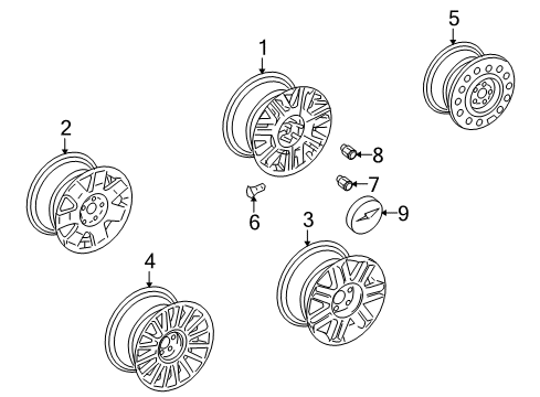 2002 Ford Thunderbird Wheels, Covers & Trim Diagram